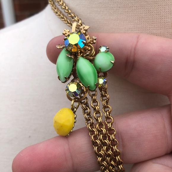 “Lemon Lime” 🍋 Hand crafted necklace from upcycled jewelry. One of a kind! - Picture 6 of 8